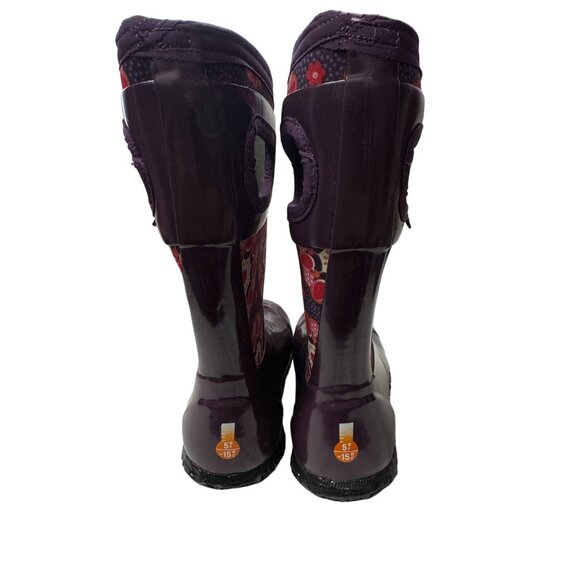 Bogs North Hampton Kaleidoscope Girls 13 Purple Rubber Waterproof Rain Boots - Picture 5 of 16